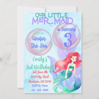 Mermaid Thema Birthday Einladung