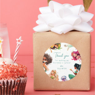 Mermaid Theme Birthday Party Danke Runder Aufkleber