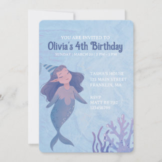 Mermaid Theme Kindergeburtstag Party Einladung