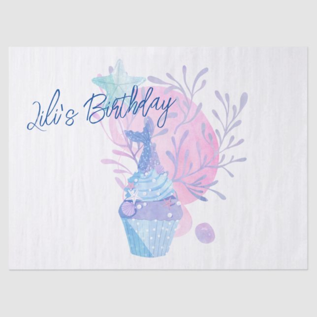 Mermaid Themed Birthday Bash Seidenpapier (Vorderseite)