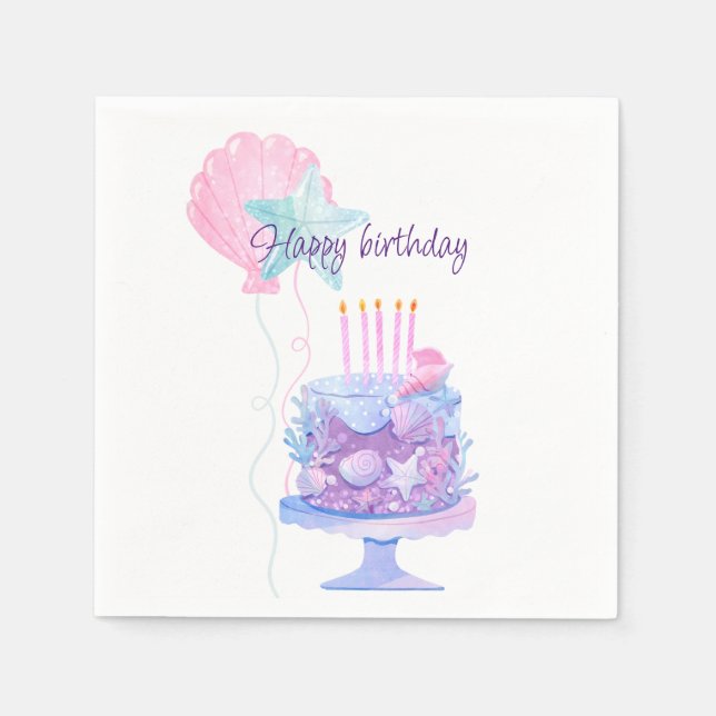 Mermaid Themed Birthday Bash Serviette (Vorderseite)