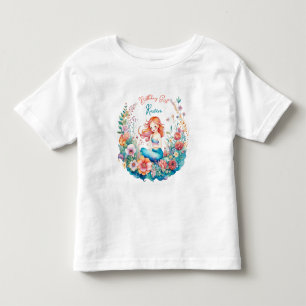 Mermaid Themed Floral Girl's Birl Geburtstag Kleinkind T-shirt