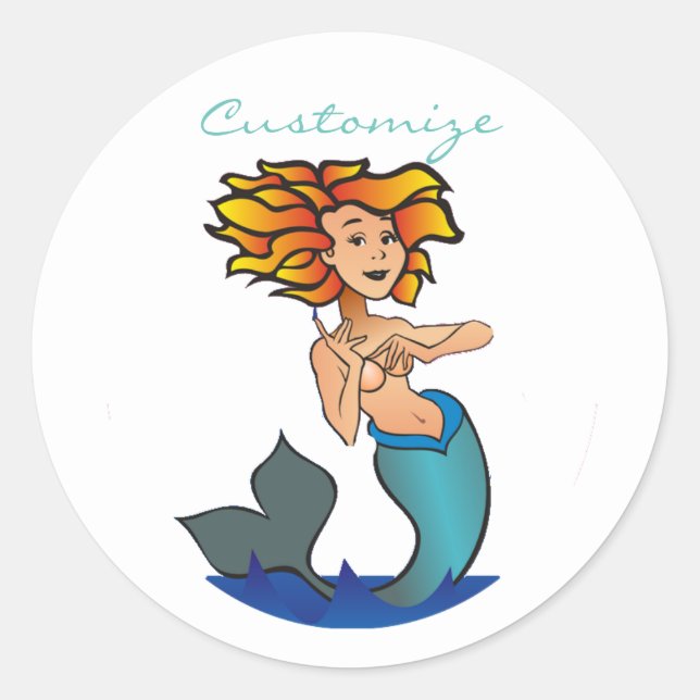 Mermaid Thunder_Cove Runder Aufkleber (Vorderseite)