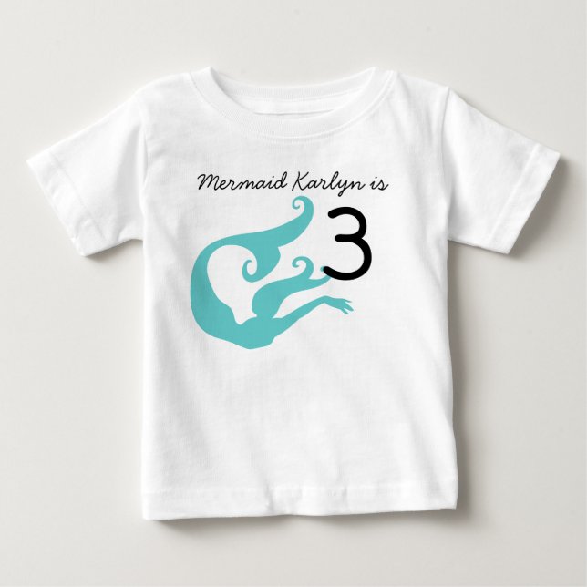 Mermaid Tshirt personnalisable 3e anniversaire (Devant)