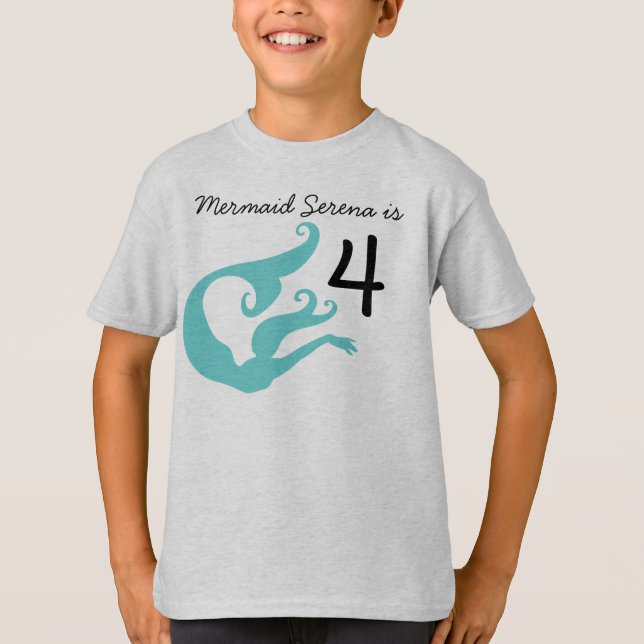 Mermaid Tshirt personnalisable 4e anniversaire (Devant)