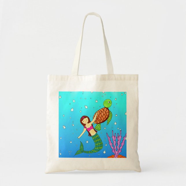 Mermaid & Turtle Friend Sac fourre-tout (Devant)