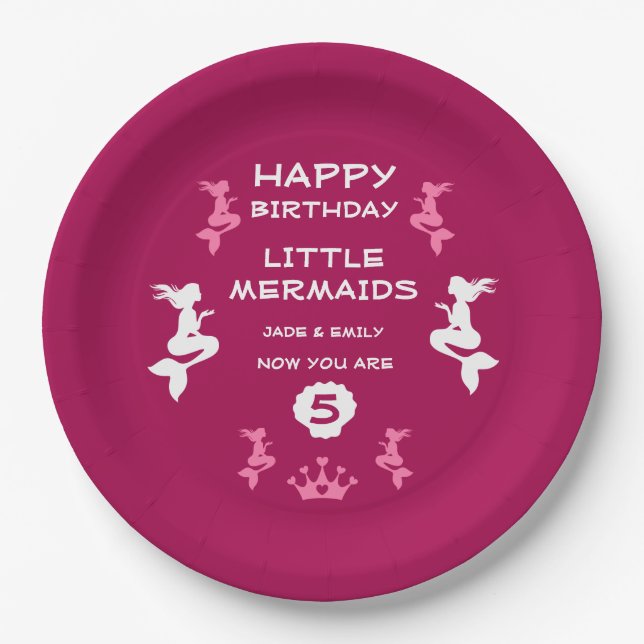Mermaid Twin Sisters Pappteller (Vorderseite)