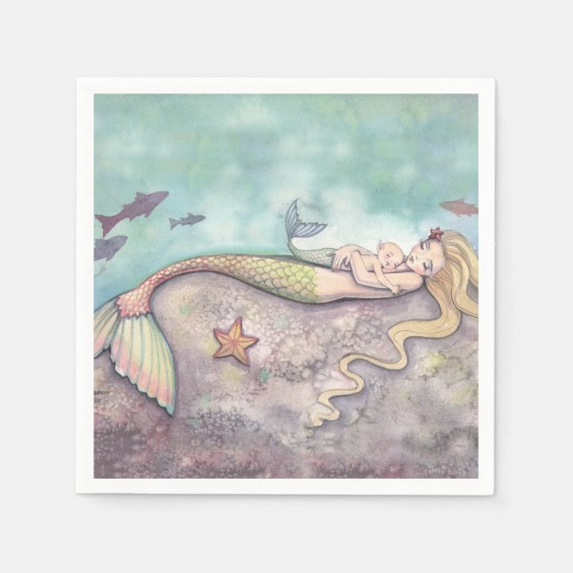 Mermaid und Baby-Dusche Napkins Serviette (Vorderseite)