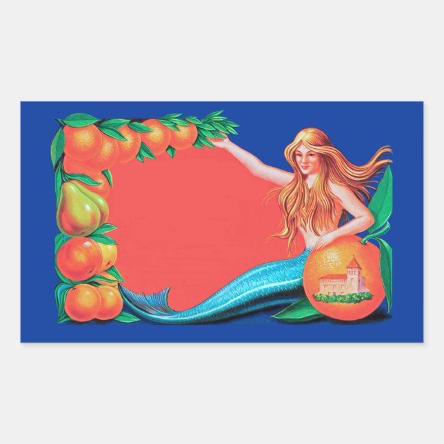 Mermaid und Fruchtkäserei - Art Rechteckiger Aufkleber (Vorderseite)