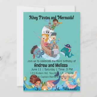 Mermaid und Pirate Birthday Einladung