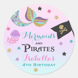 Mermaid und Pirate Gastgeschenk Aufkleber Siegel