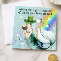 Mermaid und Pot o' Gold St. Patrick's Day Card