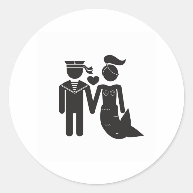 Mermaid und Sailor-Aufkleber Runder Aufkleber (Vorderseite)
