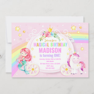 Mermaid und Unicorn Magical Birthday Einladung