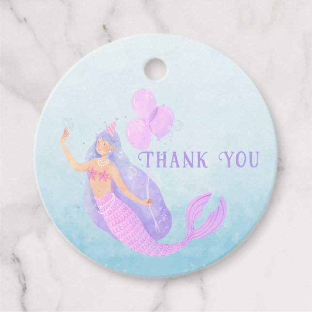 Mermaid Under Sea Birthday Girl Blue Vielen Dank Geschenkanhänger (Vorderseite)