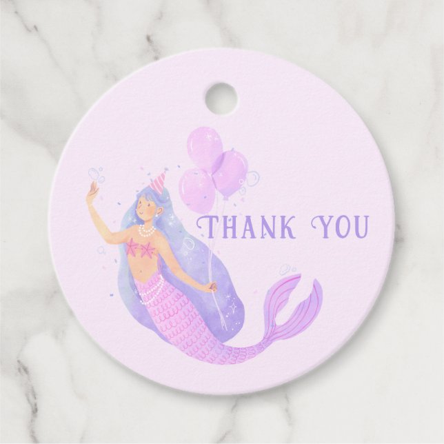 Mermaid Under Sea Birthday Girl Danke Geschenkanhänger (Vorderseite)