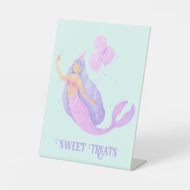 Mermaid Under Sea Birthday Party BSweet-Leckereien Sockelschild (Vorderseite)