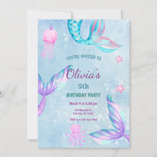 Mermaid Under The Sea Birthday Party Einladung