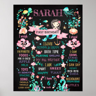 Mermaid Under the sea Birthday Party tableau noir