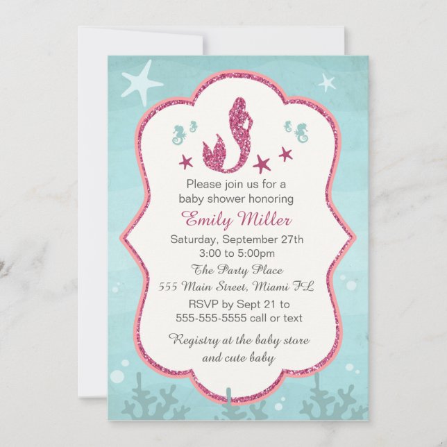 Mermaid under the Sea Bridal Shower Einladung (Vorderseite)