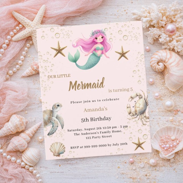 Mermaid Under the sea girl Birthday invitation (Von Creator hochgeladen)