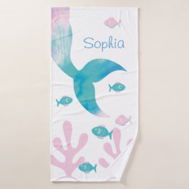 Mermaid Under the Sea Pastel Pink Blue Teen Girls Badehandtuch