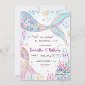 Mermaid Under the Sea Splish Splash Birthday Einladung