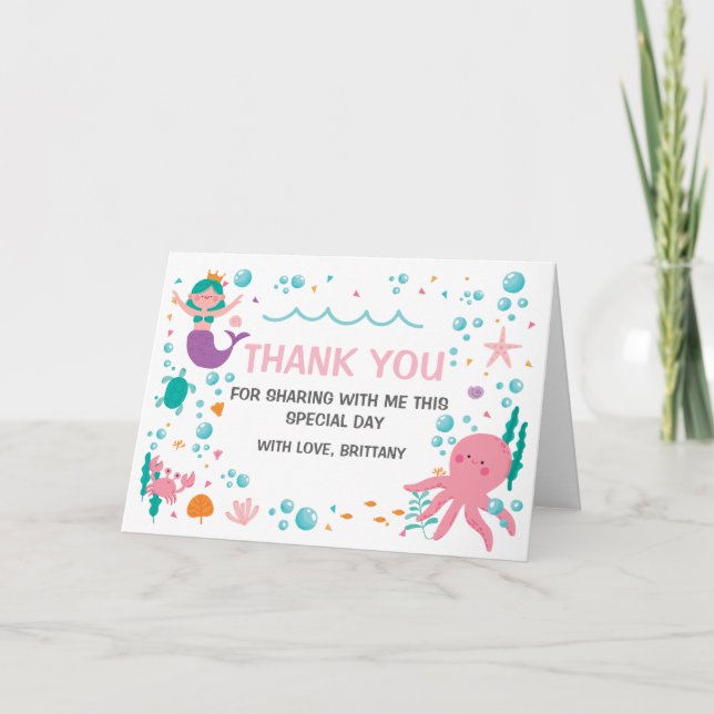 Mermaid Under the Sea The sea thank you card Dankeskarte (Vorderseite)