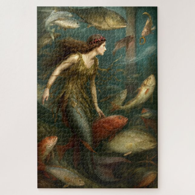 Mermaid Under The Sea With Fish (Vertikal)