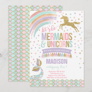 Mermaid & Unicorn Anniversaire Invitation Magie Pa