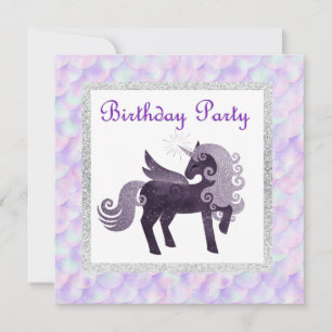 Mermaid unicorn BIRTHDAY PARTY EINLADUNG LILA