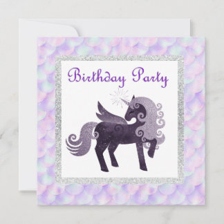 Mermaid unicorn BIRTHDAY PARTY EINLADUNG LILA