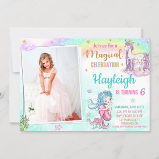 Mermaid Unicorn Geburtstagseinladung Magisches Par Einladung