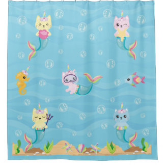 Mermaid Unicorn Kitty Duschvorhang