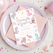 Mermaid Unicorn Party Invitation