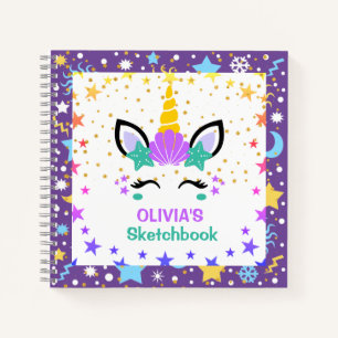 Mermaid Unicorn Personalisiert Kids Sketchbook Notizbuch