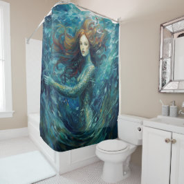 Mermaid Van Gogh Style Duschvorhang