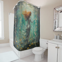 Mermaid Van Gogh Style Duschvorhang