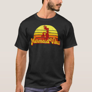 MERMAID VIBES 70er Retro Yellow Stripe Sunset Merg T-Shirt