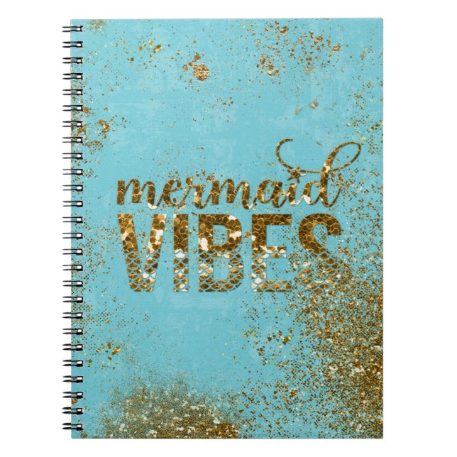 Mermaid Vibes - Gold Glitzer Typografie auf Aquama Notizblock (Vorderseite)
