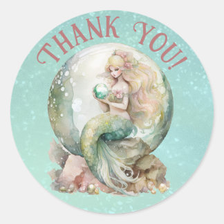 Mermaid Vielen Dank Runder Aufkleber