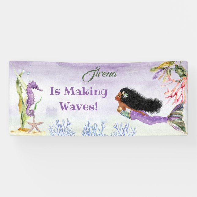 Mermaid von Colour Ethnic Seepferd Crab Lila Banne Banner (Horizontal)