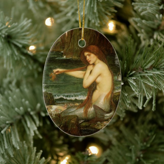 Mermaid von John William Waterhouse Keramik Ornament (Baum)