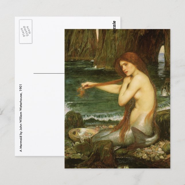 Mermaid von John William Waterhouse Postkarte (Vorne/Hinten)