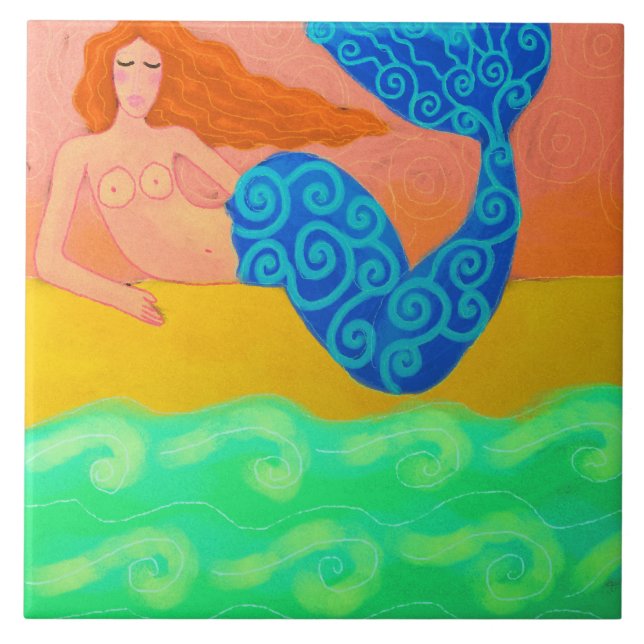 Mermaid von Sea Abstrakt Digital Painting Fliese (Vorderseite)