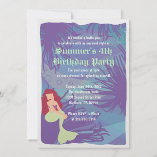 Mermaid Water Pool Invitation de fête d'anniversai
