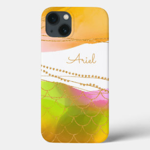 Mermaid Watercolor Art Gold Name Moderner Spaß Case-Mate iPhone Hülle