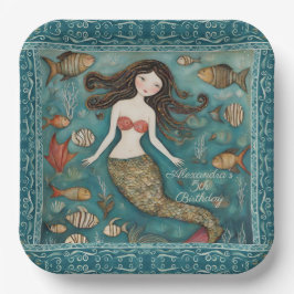 Mermaid Watercolor Birthday Pappteller
