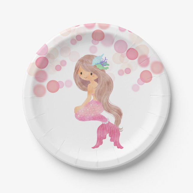 Mermaid Watercolor Party Teller (Vorderseite)