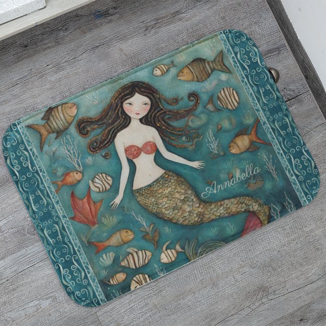 Mermaid Watercolor Personalisiert Badematte (Von Creator hochgeladen)